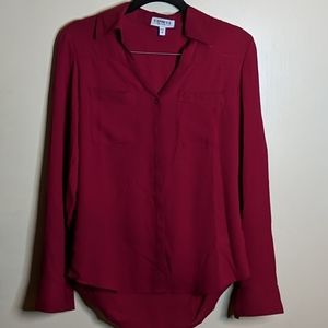 Express Portofilo Deep Red Chiffon Dress Shirt